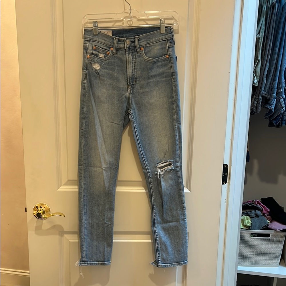 Gap Cigarette High Rise Distressed Light Blue Jeans